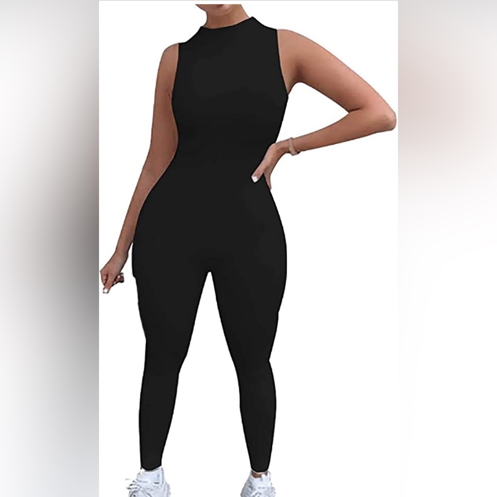 ECHOINE Black Sleeveless Bodycon Jumpsuit